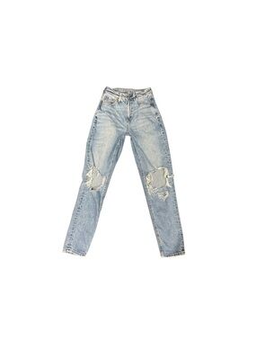 American Eagle Outfitters Light Blue Distressed Mom Jeans